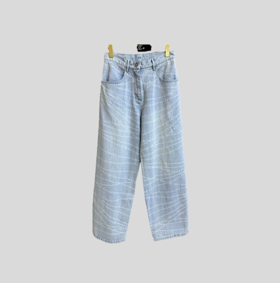 샤넬 진추 체인 와이드 레그 팬츠