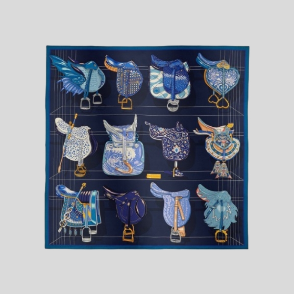 에르메스 네이비 블루 스카프