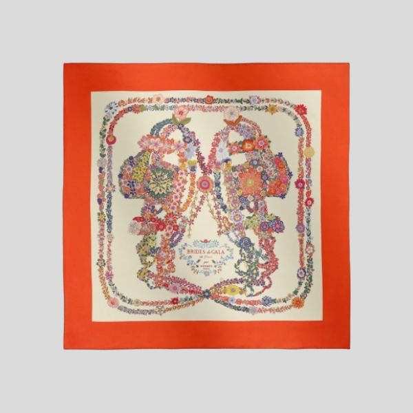 에르메스 레드 실크 스카프