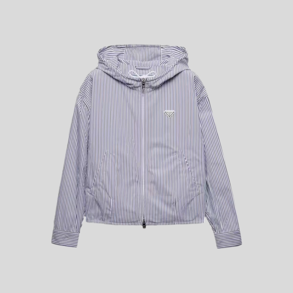 프라다 스트라이프 포플린 블루종 자켓