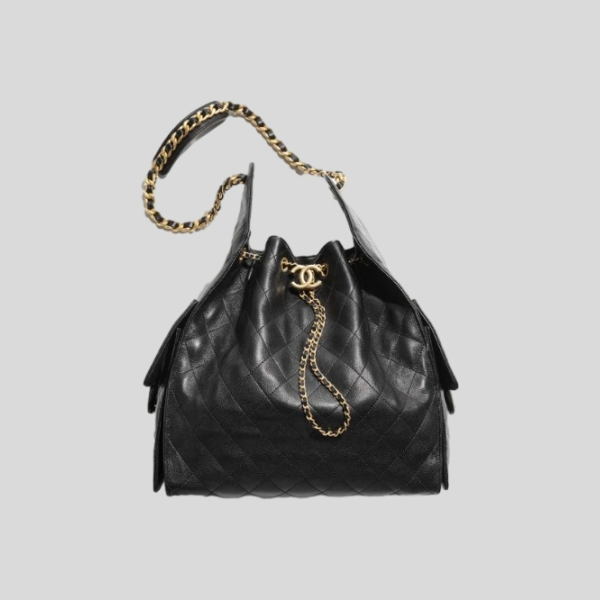 샤넬 25 미디엄 버킷 드로스트링 백 (블랙)