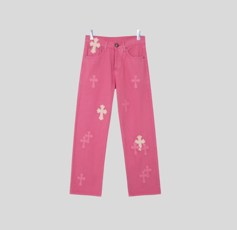 크롬하츠 런던 핑크 레더 진