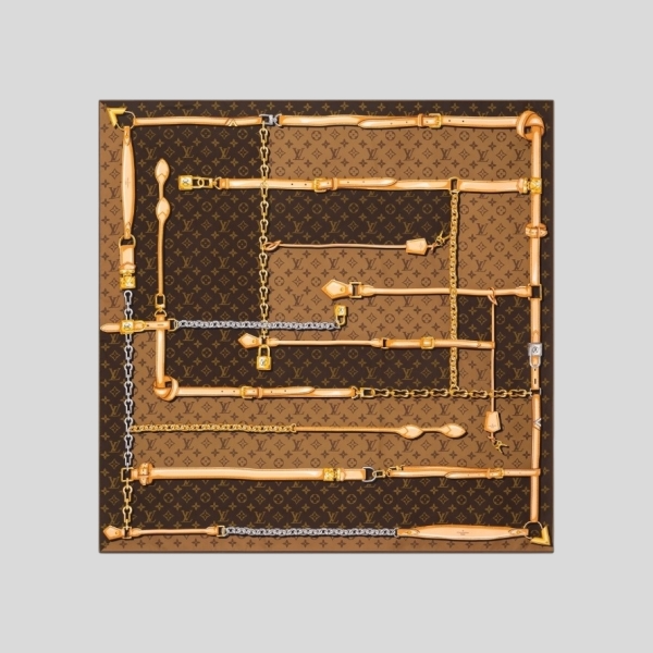 루이비통 체인 스퀘어 스카프(브라운)