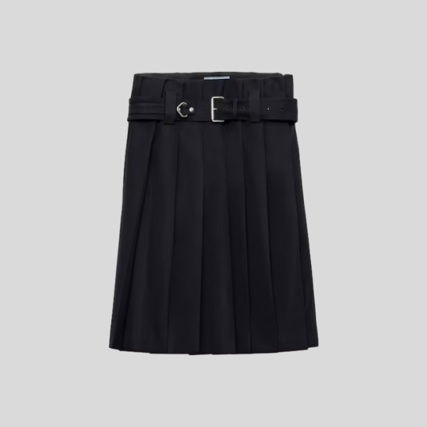 프라다 플리츠 개버딘 스커트
