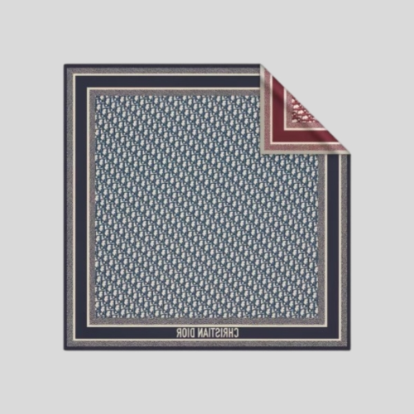 디올 양면 스퀘어 스카프 버건디블루