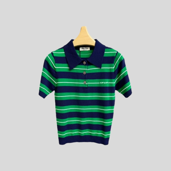 미우미우 스트라이프 폴로 반팔(2color)