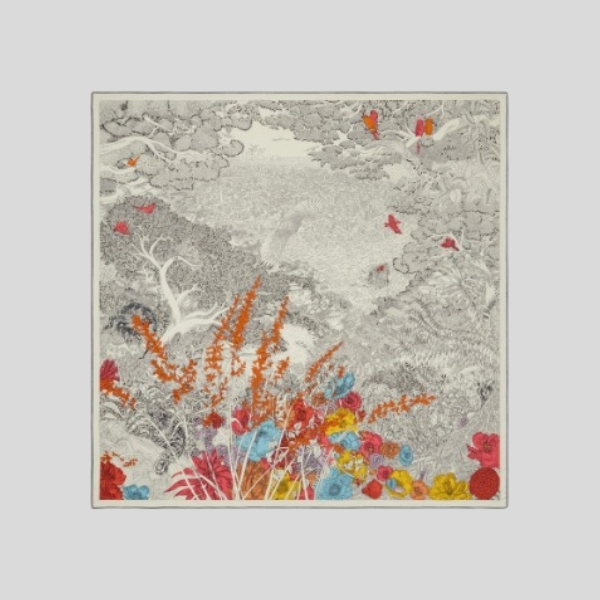 에르메스 실크 캐시미어 숄 블랙&화이트