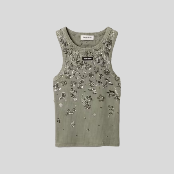 미우미우 수작업 민소매 탑