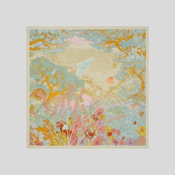 에르메스 실크 캐시미어 숄 옐로우