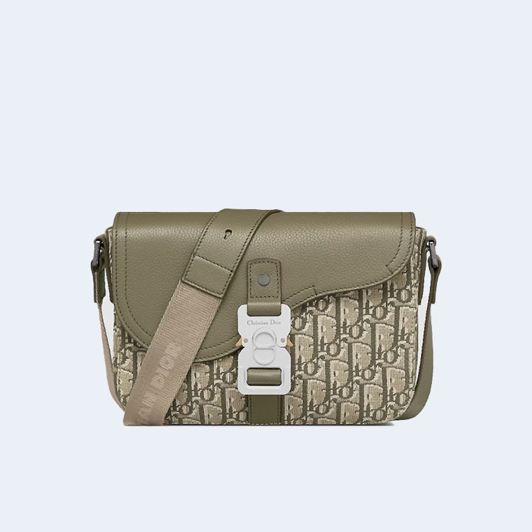 디올 Saddle 스몰 플랩 스트랩 백 카키