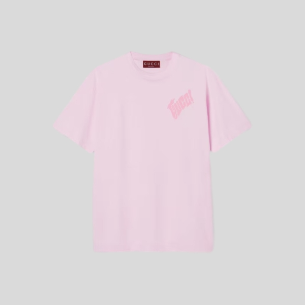 구찌 핑크 반팔 티셔츠