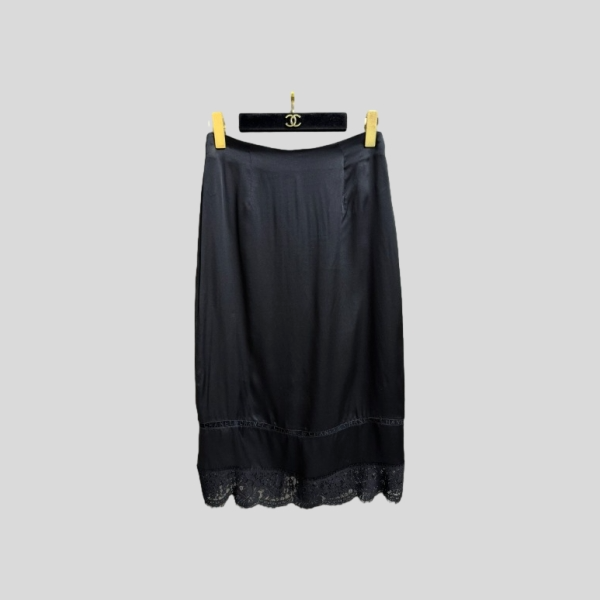 샤넬 레이스 패치워크 실크 스커트