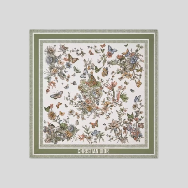 디올 버터플라이 스퀘어 스카프 그린