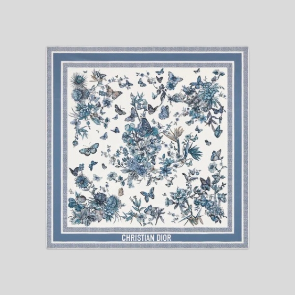 디올 버터플라이 스퀘어 스카프 블루