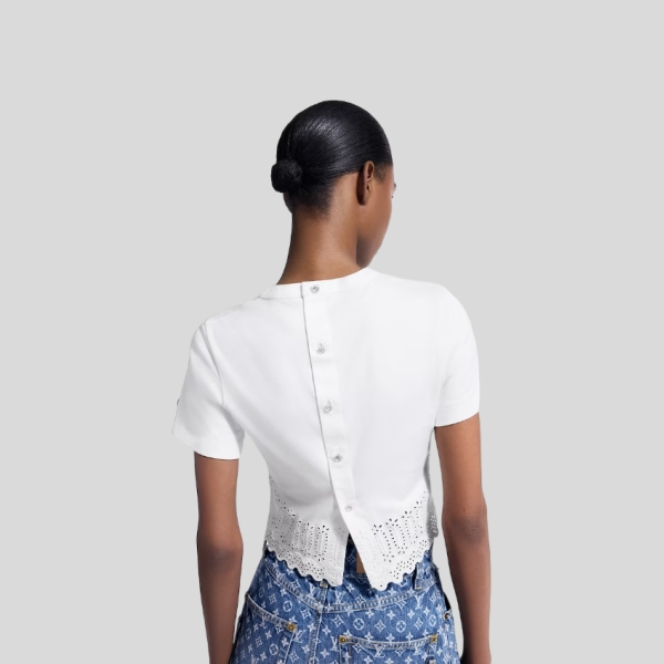 루이비통 브로더리 트림 크롭 탑