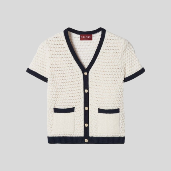 구찌 크로셰 반팔 가디건