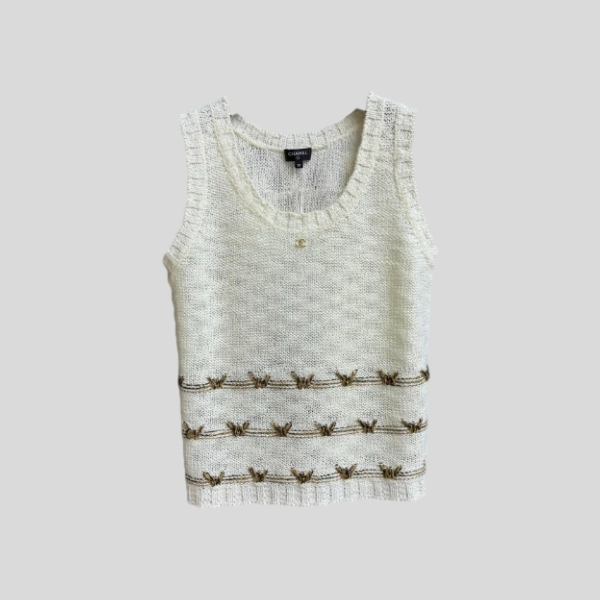 샤넬 골드 스팽글 탑