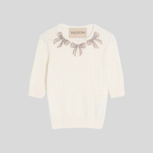 발렌티노 자수 코튼 탑
