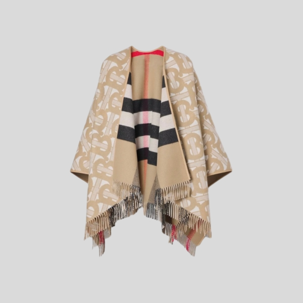 버버리 TB 체크 케이프 카멜