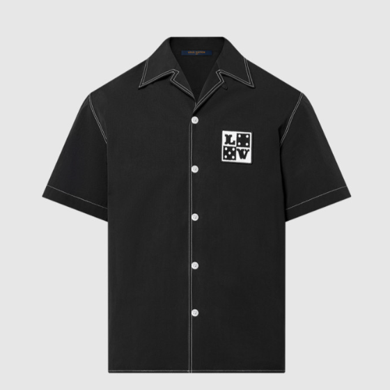 루이비통 자수 코튼 쇼트 슬리브 셔츠