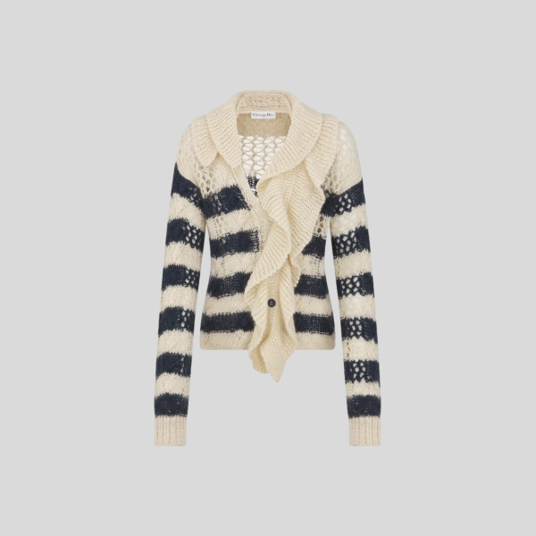 디올 마리니에르 가디건 & 탈착식 루싱 칼라