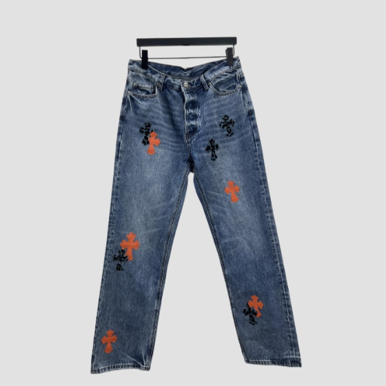 크롬하츠 오렌지 크로스 데님 팬츠