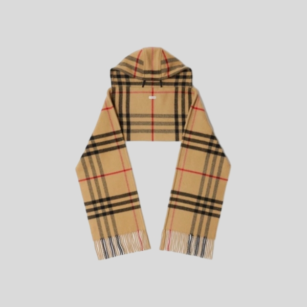 버버리 체크 후드 스카프