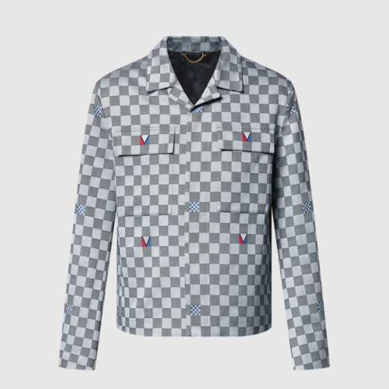 루이비통 다미에 오픈 칼라 코튼 오버셔츠