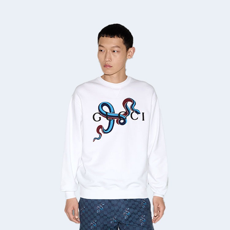 구찌 프린트 코튼 저지 스웨트셔츠