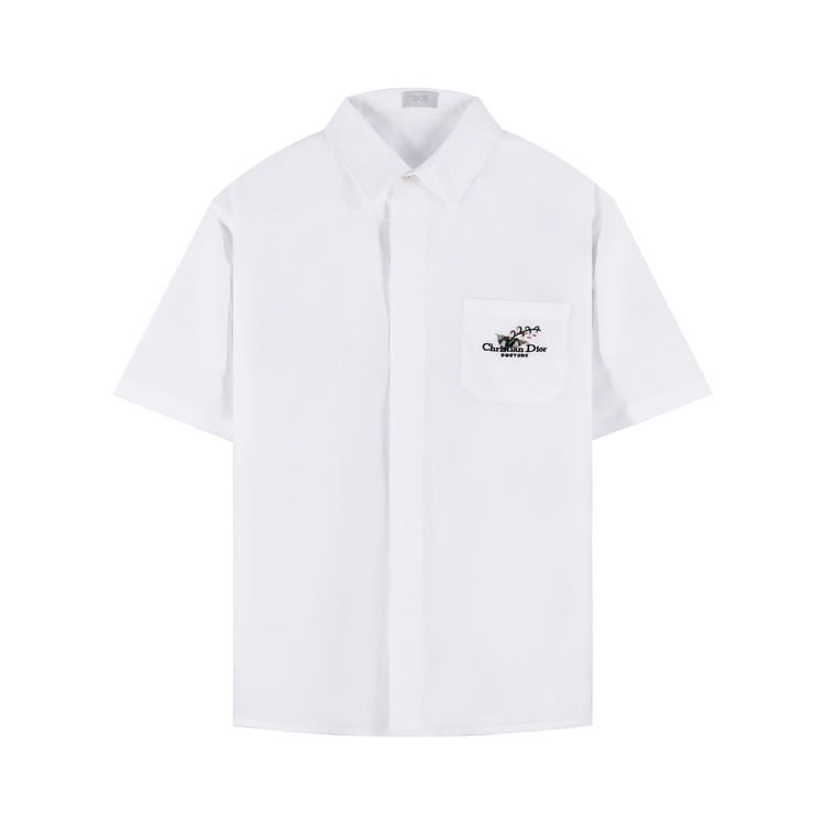 디올 포켓 은방울꽃 자수 반팔 셔츠