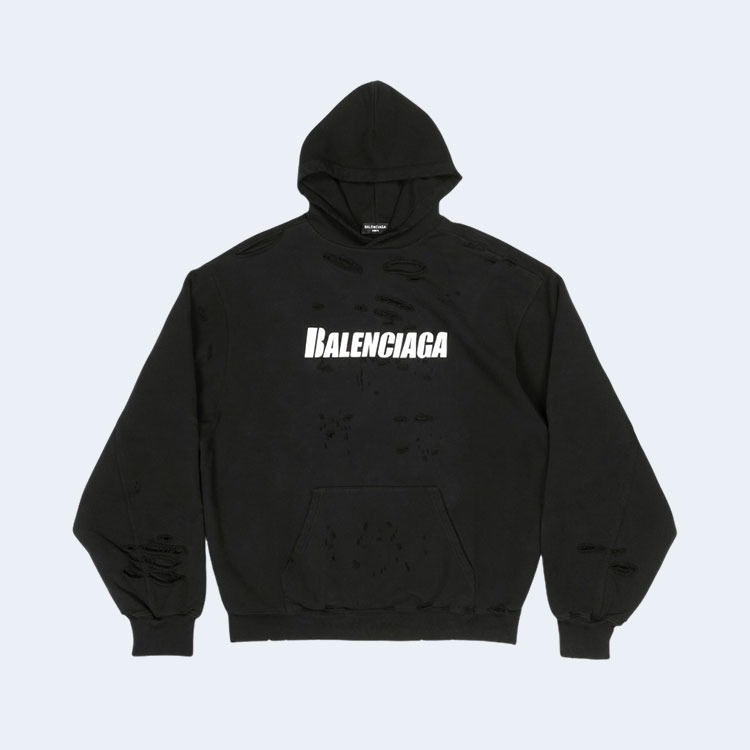 발렌시아가 캡 디스트로이드 후드 블랙