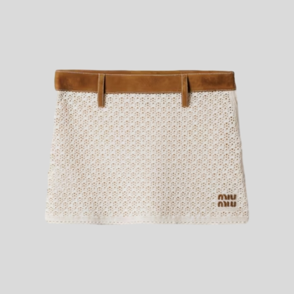 미우미우 코튼 및 스웨이드 미니스커트