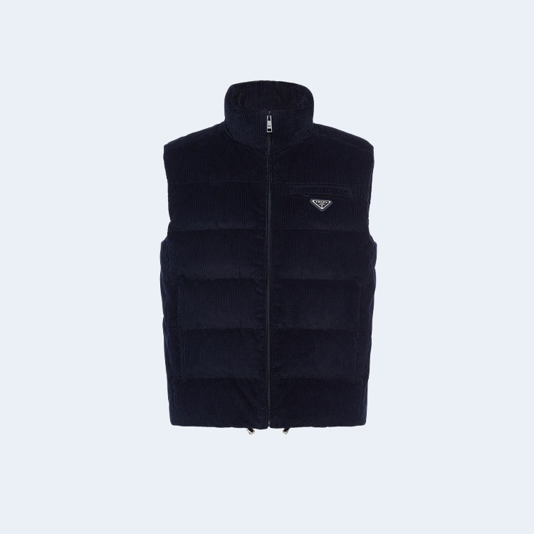 프라다 삼각로고 코듀로이 패딩 베스트