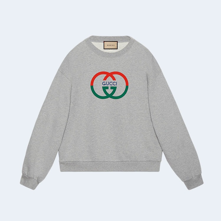 구찌 코튼 저지 프린트 스웨트셔츠 그레이