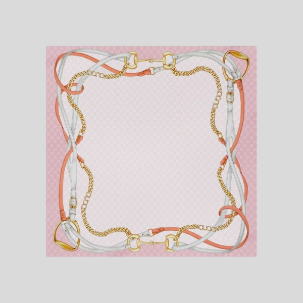 구찌 GG 프린트 실크 자카드 까레