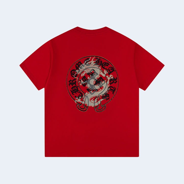 크롬하츠 멀티컬러 헤비 산스크리트 티셔츠 레드