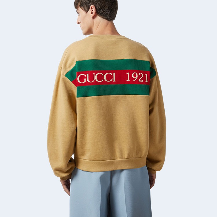 구찌 웹 디테일 코튼 저지 스웨트셔츠