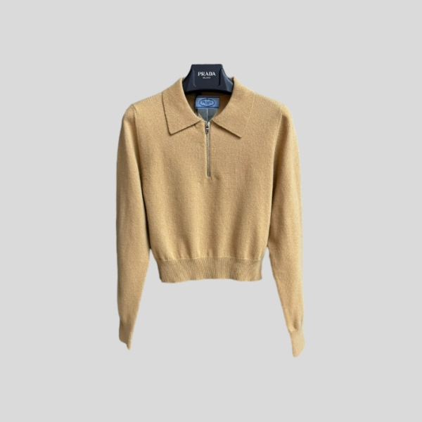 프라다 카멜 캐시미어 폴로 셔츠