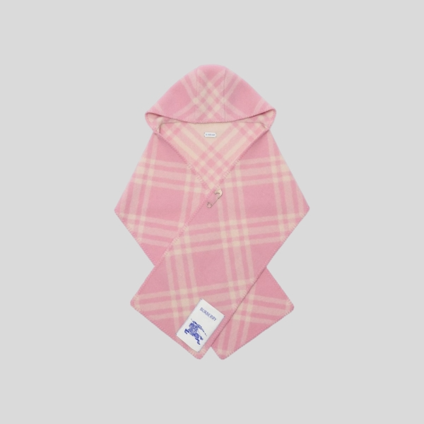 버버리 체크 울 후드 스카프