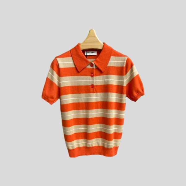 미우미우 스트라이프 폴로 셔츠