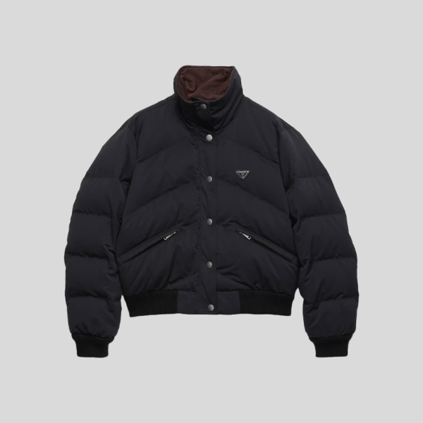 프라다 크롭 컴팩트 포플린 다운 자켓