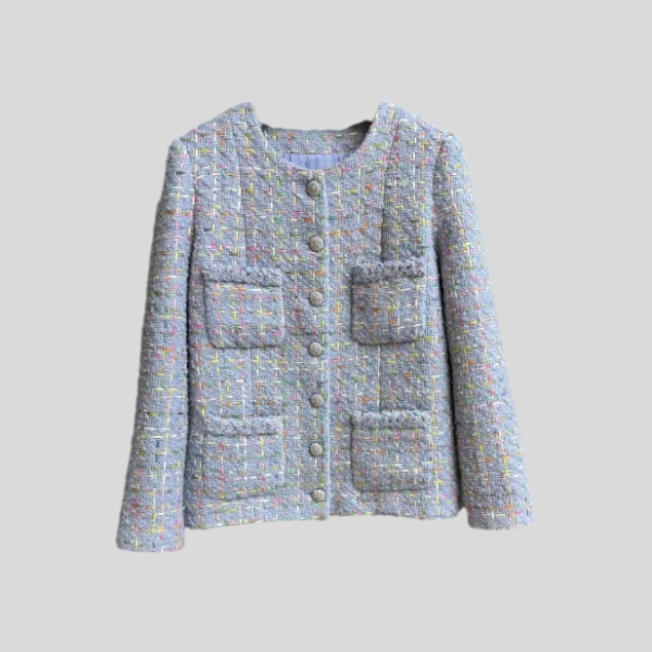 샤넬 퍼플 포포켓 자켓