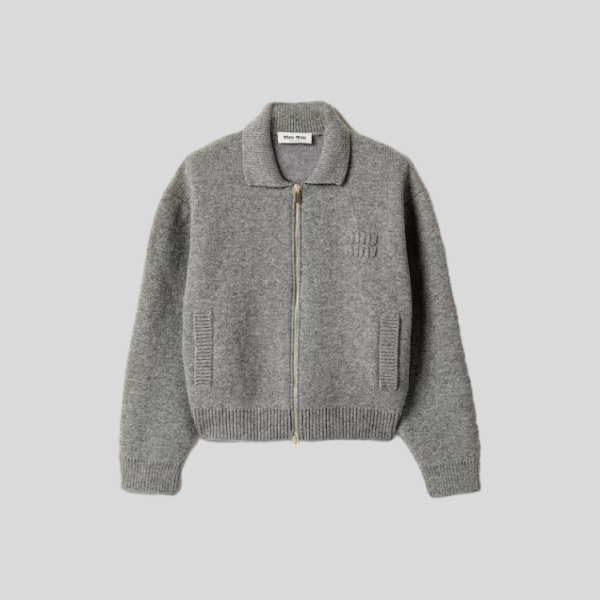 미우미우 셰틀랜드 울 캐시미어 지퍼 가디건