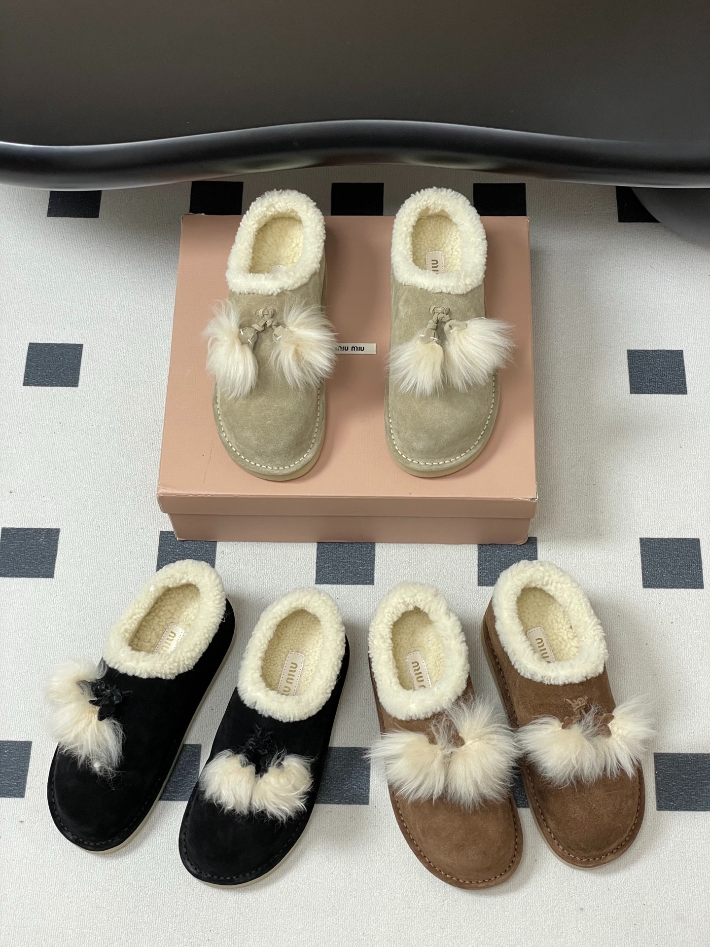 미*미* 신상 퍼 태슬 스웨이드 양털 부츠