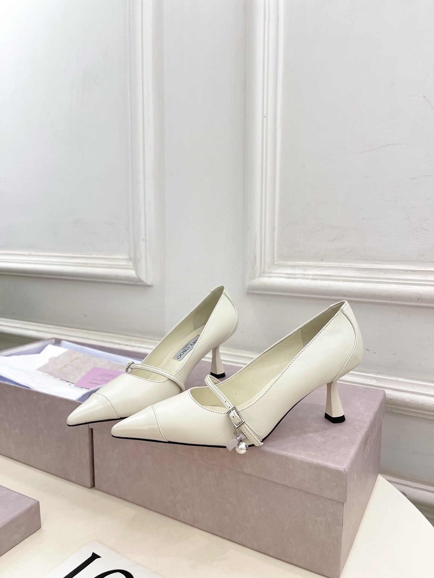 지*추 25ss 신상 진주 펜던트 스틸레토 힐