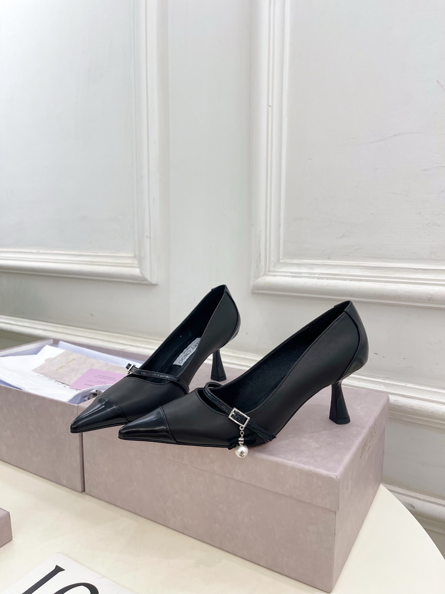 지*추 25ss 신상 진주 펜던트 스틸레토 힐