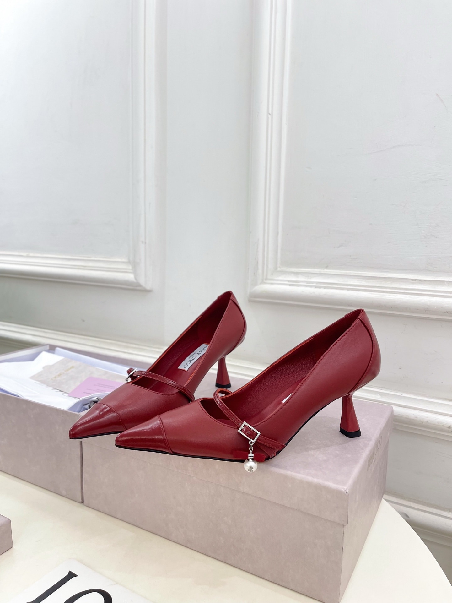 지*추 25ss 신상 진주 펜던트 스틸레토 힐