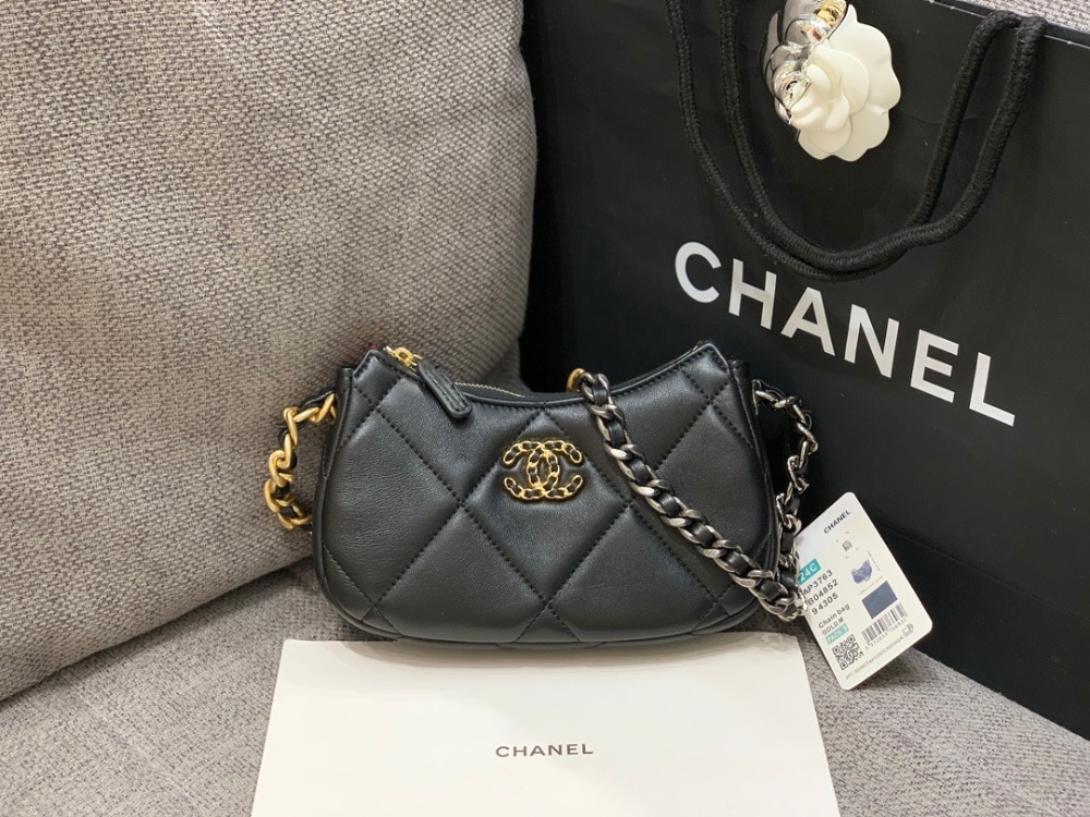 샤* 24SS 19클러치 나인틴 체인 호보백 숄더백 미니 블랙 AP3763 