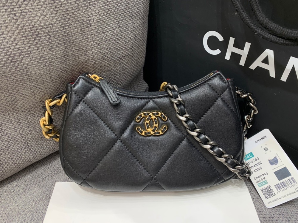 샤* 24SS 19클러치 나인틴 체인 호보백 숄더백 미니 블랙 AP3763 