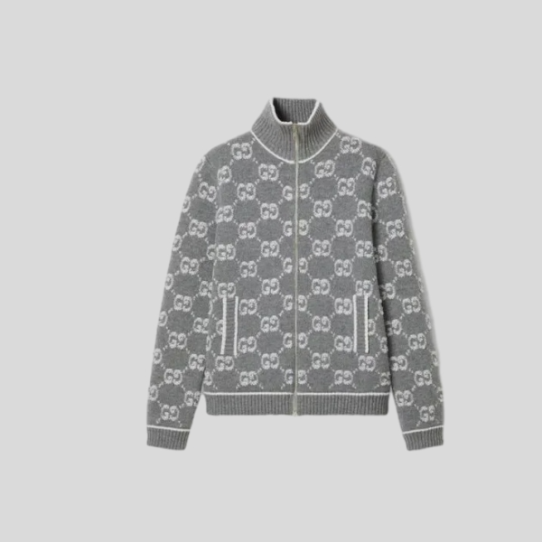 구찌 울 부클레 자카드 가디건